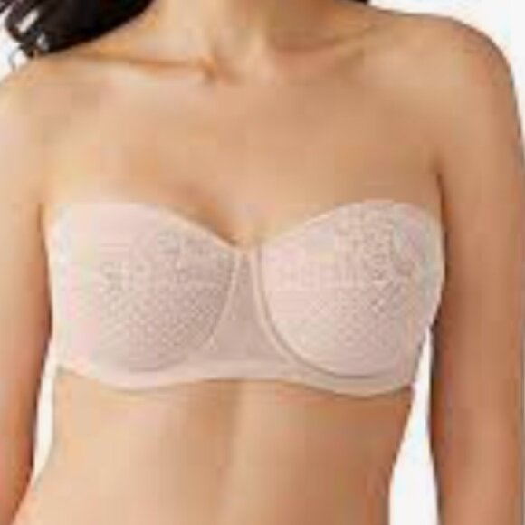 Wacoal Halo Lace Strapless Underwire Bra Nude Sand Size 36DD - Picture 6 of 11